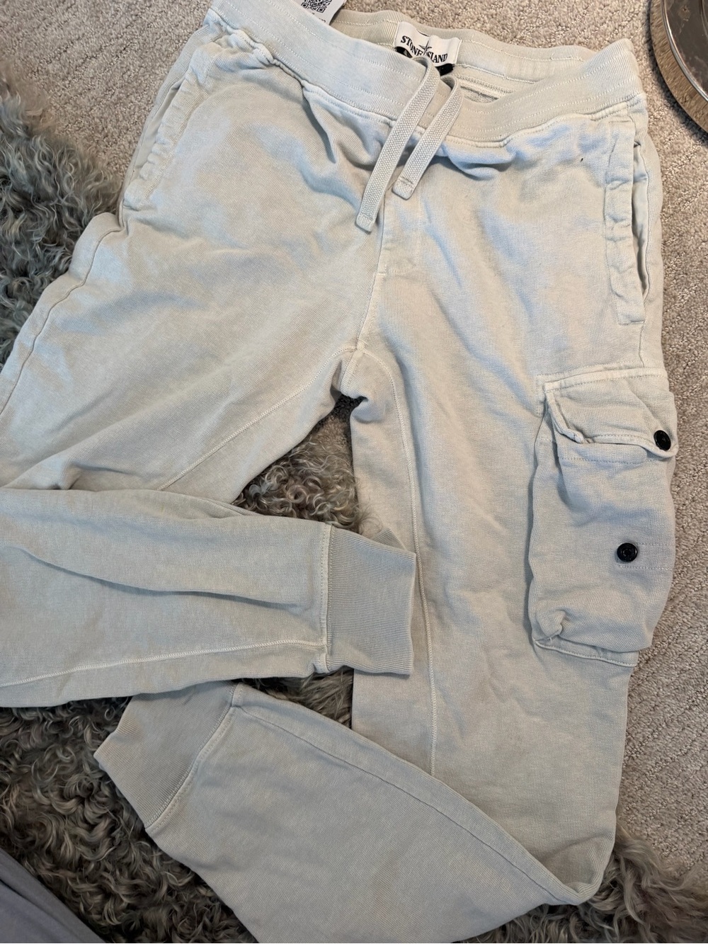 Stone island Men's Light Gray/blue Cargo Jogger sweats (missing patch)
